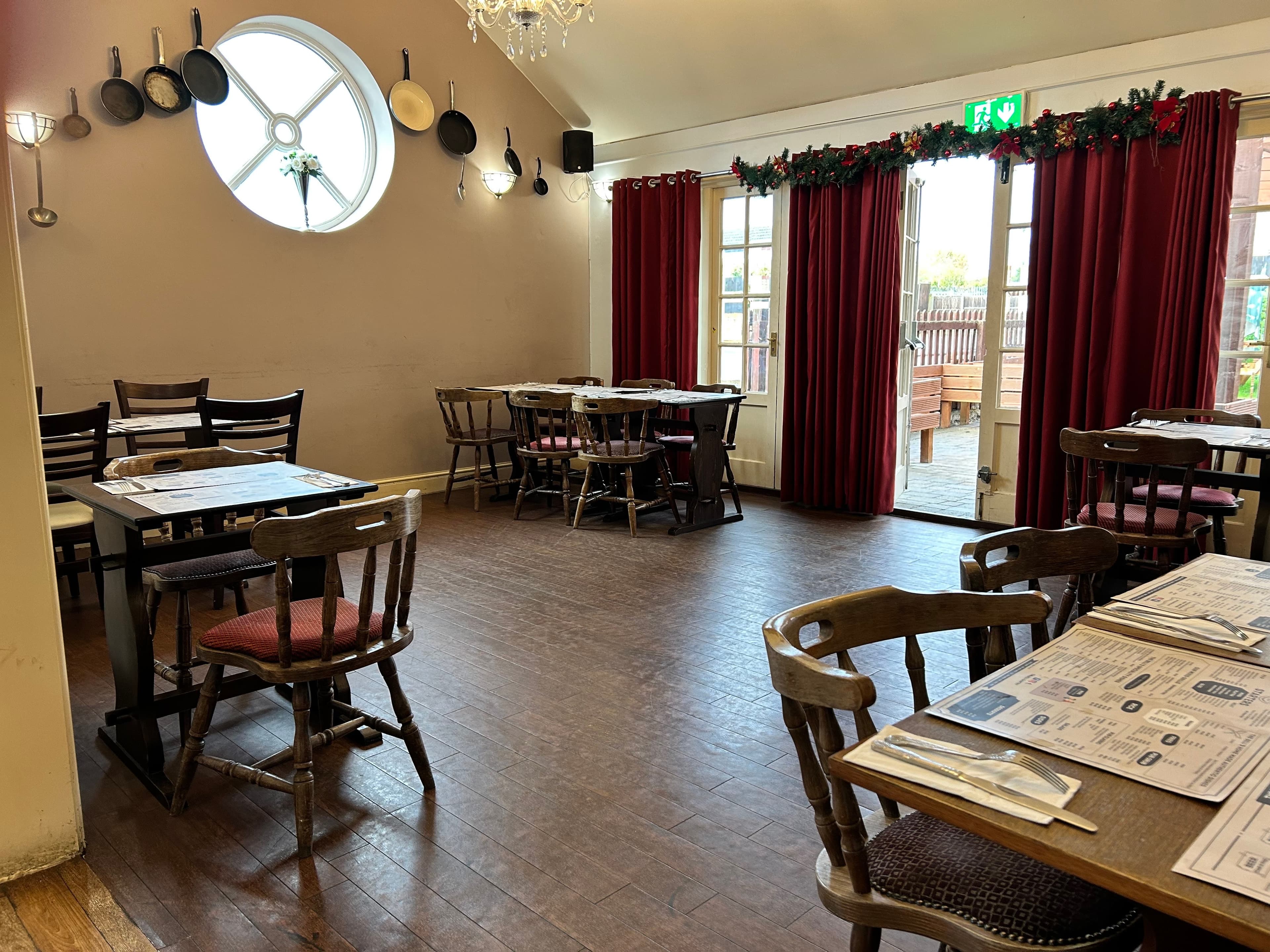 Large-screen live sport setup inside The Bell pub in Sawtry.